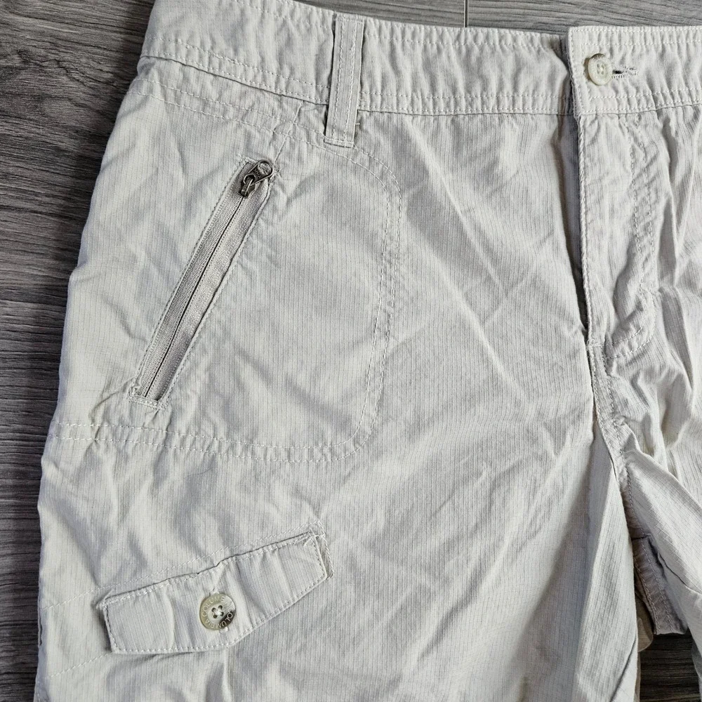 Columbia Womens Beige Ripstop Cotton Cargo Utility Hiking Shorts Size 12
